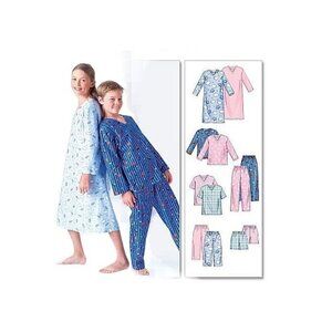 McCalls Sewing Pattern 6227 Pajamas Nightshirt Top Shots Pants Child Unisex 12-1